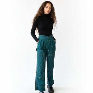 Urban Outfitters Mushroom Double Knee Carpenter Pants Women Large Green